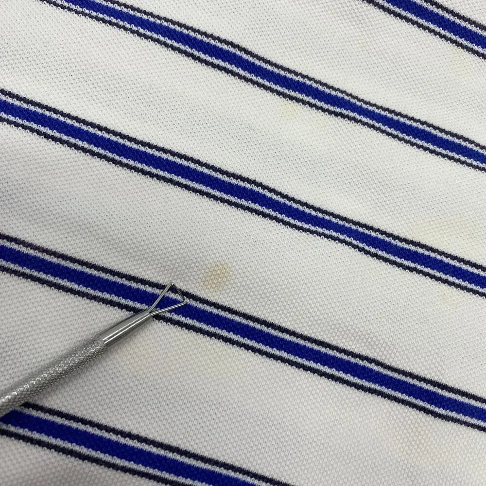 Polo Ralph‎ Lauren Large White Blue Striped Short Sleeve Cotton Polo Shirt